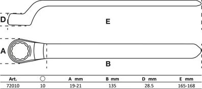 BGS-72010 VDE-Einringschlüssel, tief gekröpft, SW 10 mm