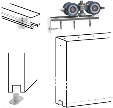 Schiebetür Beschlag 25mm Laufprofil Laufrollen Holztür Schiebetürbeschlag