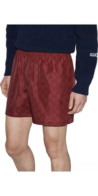 Gucci Badehose GG Logo Print Rot Herren