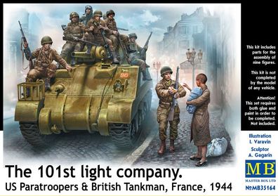 Master Box Ltd. 1:35 35164 101th light company. US paratroopers and British tankmen -