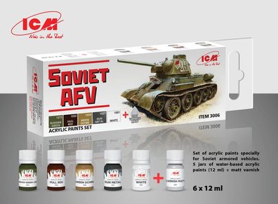 ICM 3006 Acrylic paint set for Soviet AFV 6 x12 ml - NEU