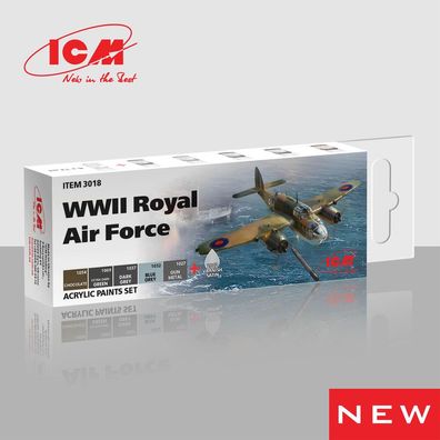 ICM 3018 Acrylic Paint Set for WWII Royal Air Force 6 x 12 ml - NEU