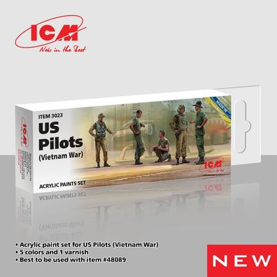 ICM 3023 Acrylic Paint Set for US Pilots(Vietnam War) 6 x 12ml - NEU