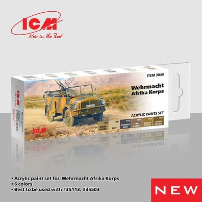 ICM 3049 Acrylic paint set for Wehrmacht Afrika Korps 6 x 12 ml - NEU