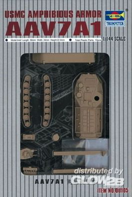 Trumpeter 1:144 105 AAV7A1 Amphibienfahrzeug - NEU