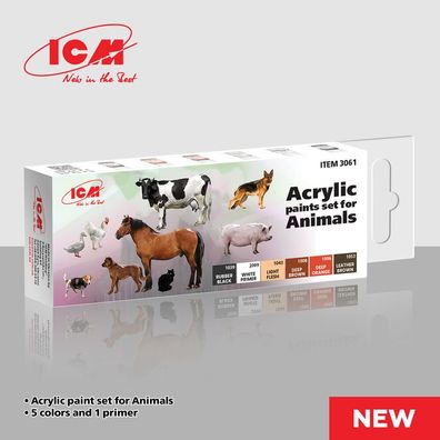 ICM 3061 Acrylic Paint Set for Animals 6 x12 ml - NEU