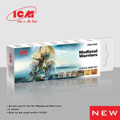 ICM 3066 Acrylic Paint Set for Medieval Warriors 6 x12 ml - NEU