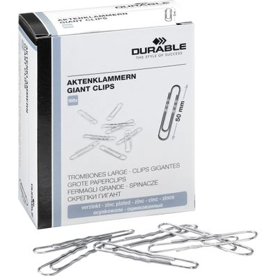 Durable Briefklammer 50mm vz 100St verzinkt runde gewellte Form