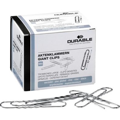 Durable Briefklammer 77mm 100St verzinkt runde gewellte Form