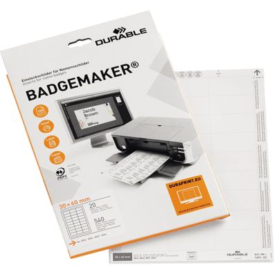 Durable Einsteckschild 30x60mm 540St ws A4 Bogen druckergeeignet
