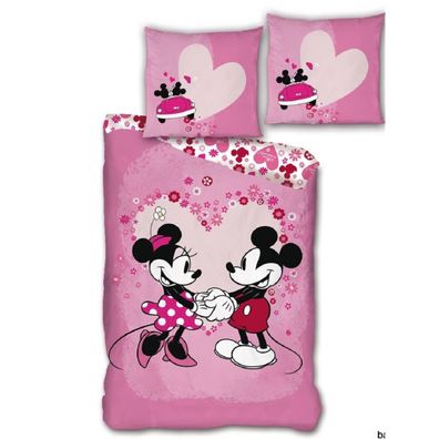 Disney Mickey & Minnie Bettwäsche-Set 140x200 cm Microfaser Bettbezug und 63x63