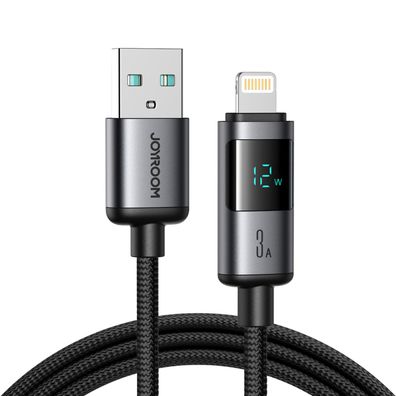 Joyroom S-A16 Pro Prism Series 3A USB-A - Lightning Kabel mit Display 1,2 m - Schwarz