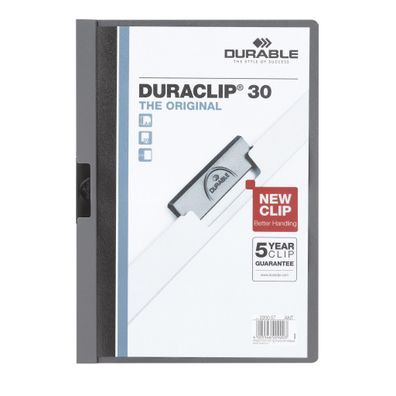 Durable Klemm-Mappe Duraclip 30 A4 dgr für 30 Blatt transp Deckblatt