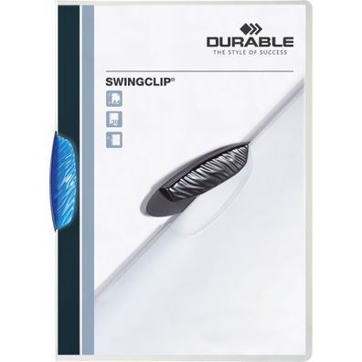 Durable Klemm-Mappe Swingclip bl für 30 Blatt transp Deckblatt