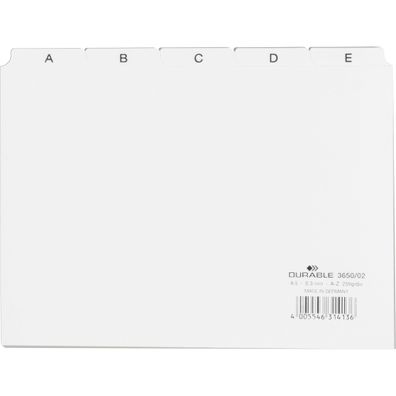 Durable Karteiregister A5 quer A-Z ws Kunststoff bedruckt 5/5 Teilg