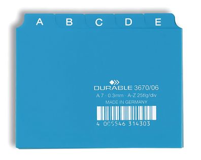 Durable Karteiregister A7 quer A-Z bl Kunststoff bedruckt 5/5 Teilg