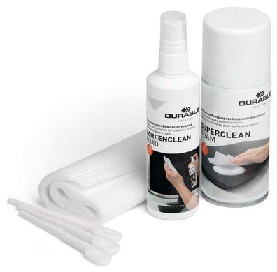 Durable PC-Reinigungsset 150ml Schaum 125ml Spray 10 Tücher u Tupfer