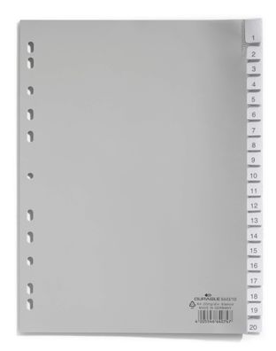Durable Ordnerregister f A4 20tlg gr PP mit umschweißte Taben