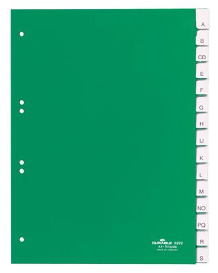 Durable Ordnerregister für A4 15tlg gn umschweißte Tabe