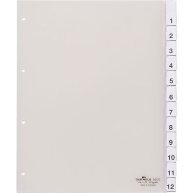 Durable Ordnerregister 1-12/Jan-Dez tr überbreit u umschweißte Taben