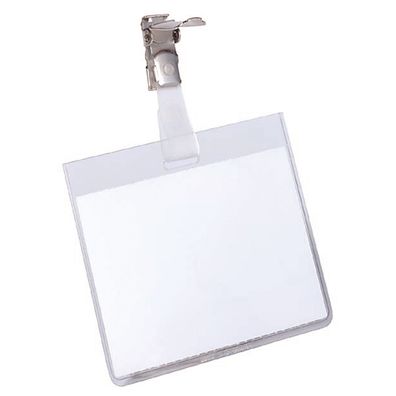 Durable Namensschild 60x90mm tr 25St mit Clip Querformat