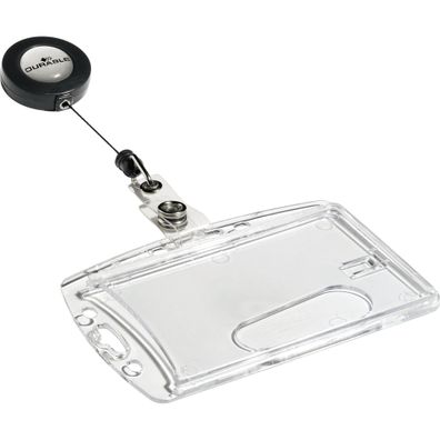 Durable Namensschild 54x85mm tr 10St Hartbox mit Ausweishalter