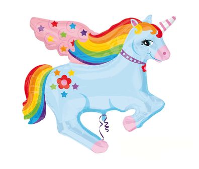 Einhorn mit Flügeln Hellblau Folienballon 68 cm uftballon Heliumballon