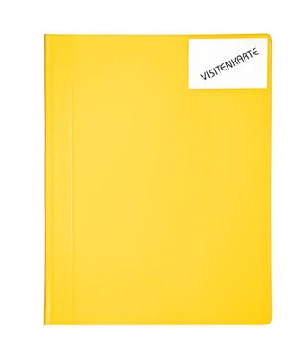 Schnellhefter mit weissen Heftzungen, Taschen vorn+innen, 4, gelb