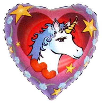 Einhornkopf mit Herzen und Sternen Herzform Folienballon 42 cm Luftballon