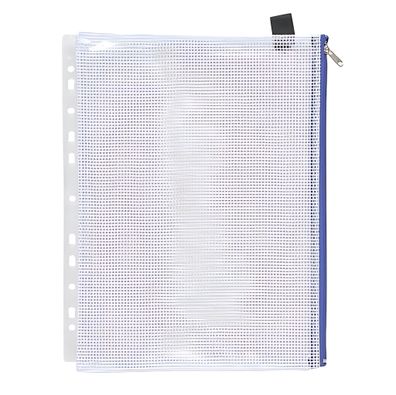 FSY Reissverschluss-Beutel A4 mit Abheftrand, mit Zip, blau, 1 Stück