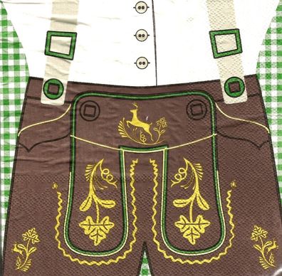 Bayern Oktoberfest Lederhose Servietten 20 Stück 3-lagig 33x33cm Napkins Party