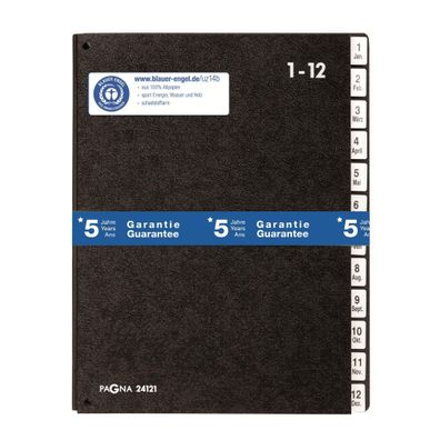 Pagna Pultordner Classic 12 Fächer 1-12/Jan-Dez schwarz