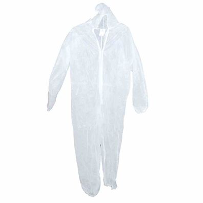 Einweg-Overall weiß mit Kapuze Gr. XXL Schutzanzug Schutzkleidung Arbeitsoverall