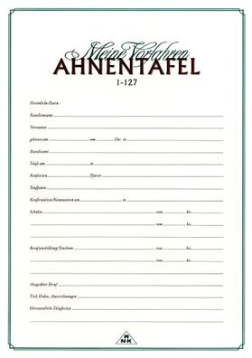 RNK Ahnentafel 1-127 A2/A4 4002871280105