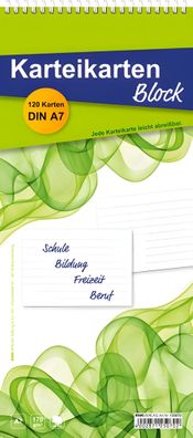RNK Karteikartenblock A7 liniert weiß 120 Karten Doppelspiralbindung