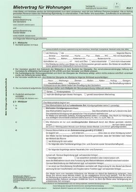 RNK Mietvertrag Universal DIN A4 SD mit Übergabeprotokoll 4x2Bl