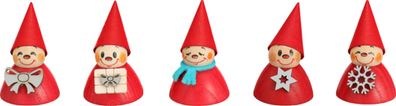 Miniaturfiguren 5 Weihnachtswippel HxBxT = 4x3x3cm NEU Seiffen Erzgebirge Holzf