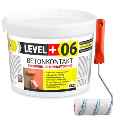 Betonkontakt Haftbrücke Putzgrund 4Kg Holz OSB+Farbroller 10cm Mikrofaser L+06