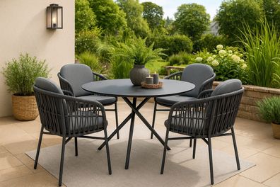 Destiny Sitzgruppe Como mit rundem Esstisch Barletta Ø110 (4 Personen)