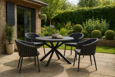 Destiny Sitzgruppe Molino mit ausziehbarem Esstisch Arona 120Ø/170x120cm (4 Personen)