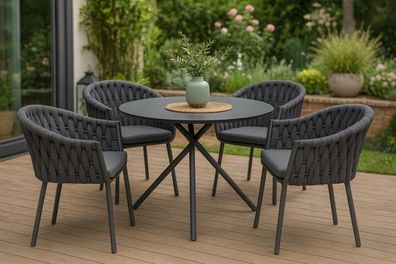 Destiny Sitzgruppe Molino mit rundem Esstisch Barletta Ø110cm (4 Personen)