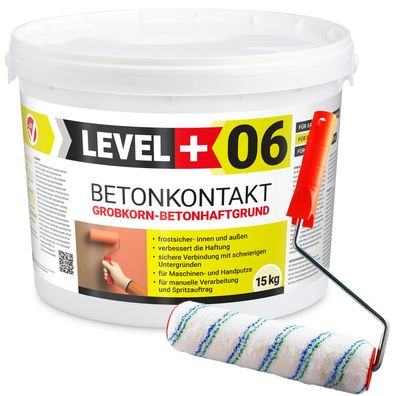Betonkontakt Haftbrücke Putzgrund 15Kg Holz OSB+Farbroller 25cm Mikrofaser L+06