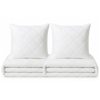 2 Microfaser Bettenset Decke Bettdecke 135x200cm + 80x80cm Kissen Rhombussteppung (1