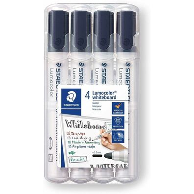 4 Staedtler 351WP4-9X Whiteboard-Marker schwarz 2,0 mm