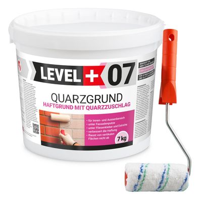 Quarzgrund 7Kg Haftgrund Weiß Frostbeständig + Streichroller 10cm Mikrofaser L+07