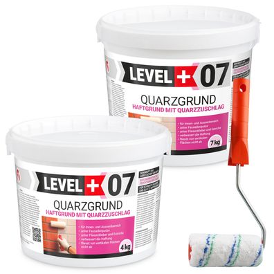 Quarzgrund Haftgrund 11Kg Weiß Frostbeständig + Streichroller 10cm Mikrofaser L+07