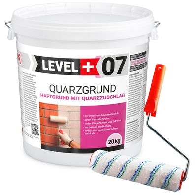 Quarzgrund Haftgrund 20Kg Weiß Frostbeständig + Streichroller 25cm Mikrofaser L+07