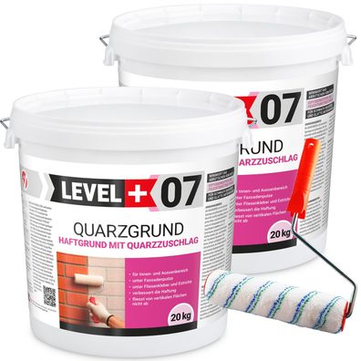 Quarzgrund Haftgrund 40Kg Weiß Frostbeständig + Streichroller 25cm Mikrofaser L+07