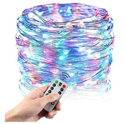 Rosfix LED Lichterkette 50x Mehrfarbig – USB 5?m | 8 Modi mit Fernbedienung