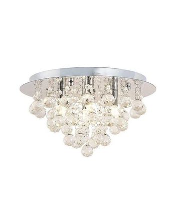 Lindby Kristall Deckenlampe chrom Ø35 cm, Kronleuchter Deckenleuchte